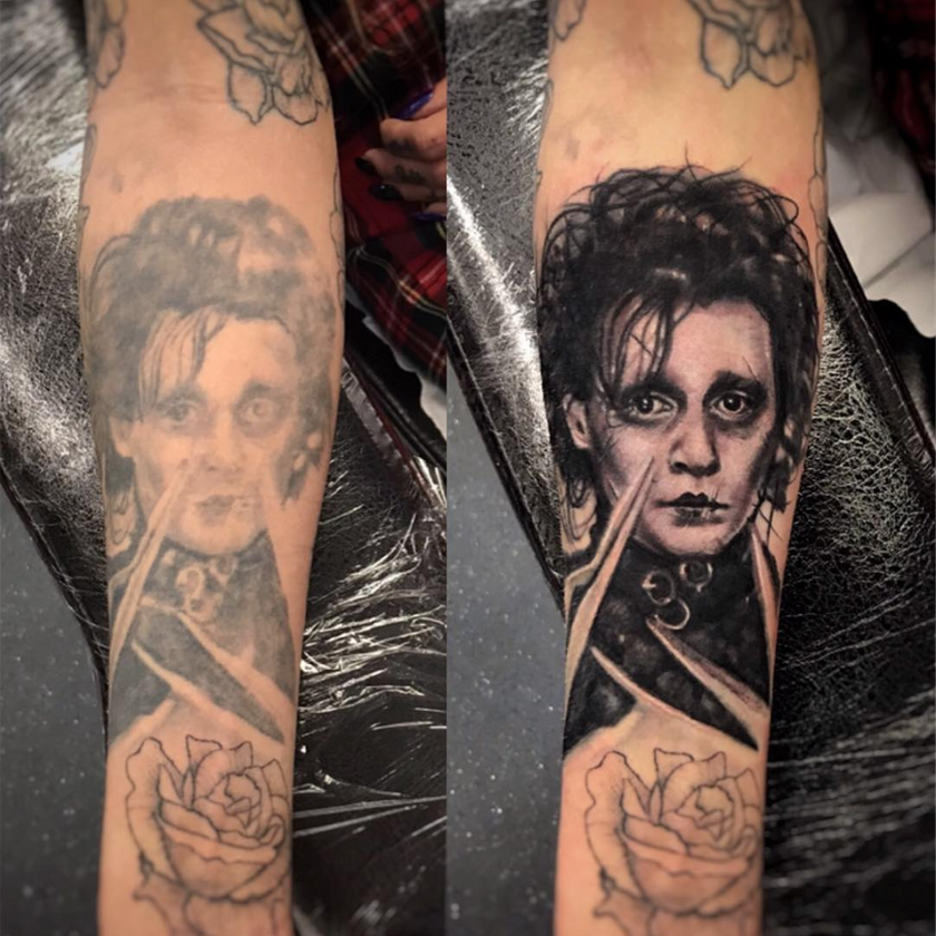 Edward Scissorhands Cover up Tattoo