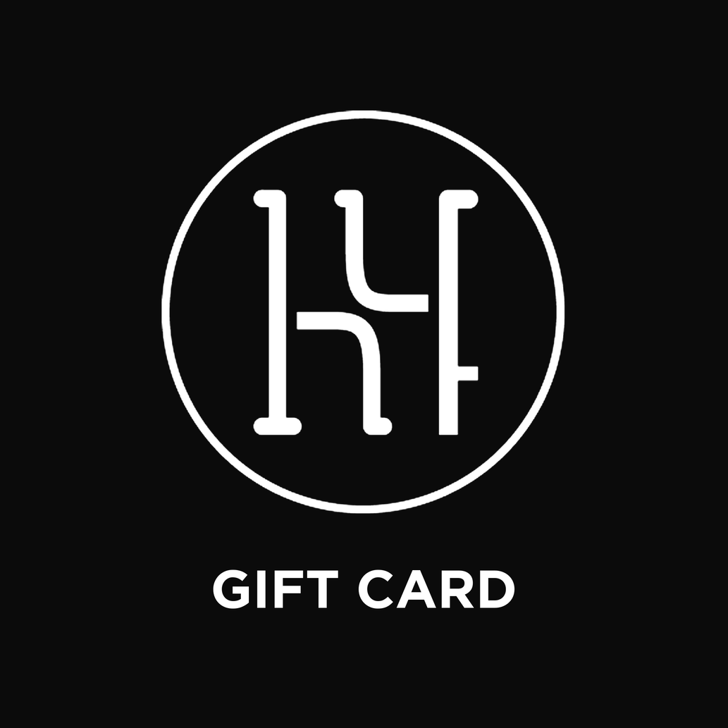 HUSH ANESTHETIC gift card: white HUSH monogram on black with the words GIFT CARD