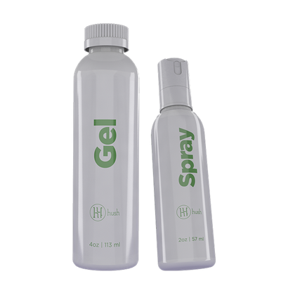 HUSH Session Duo: Numbing Gel 4oz and Healing Spray 2oz bottles
